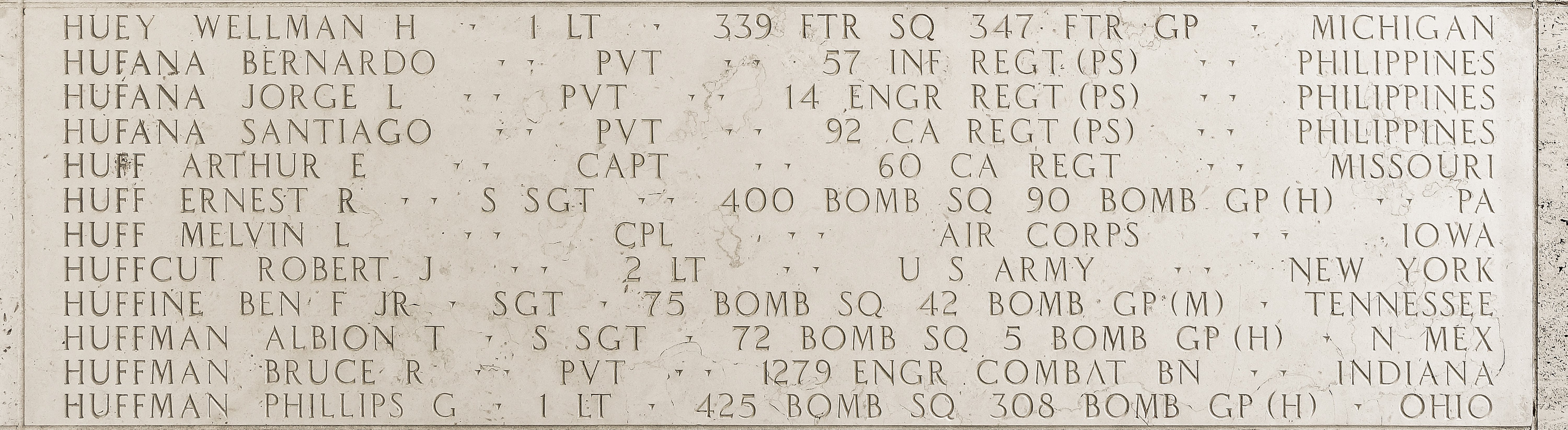 Albion T. Huffman, Staff Sergeant